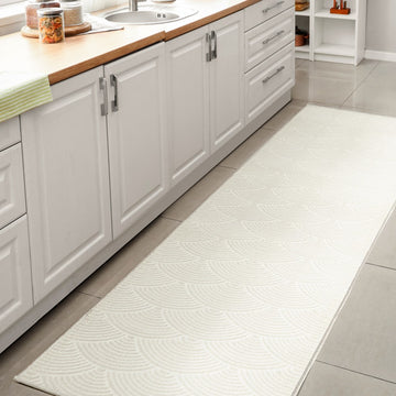Porter Geometric Art Deco Fan Pattern High-low Area Rug